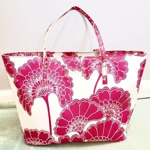 Kate Spade Pink Fushia White Floral Paisley Bag Tote Purse